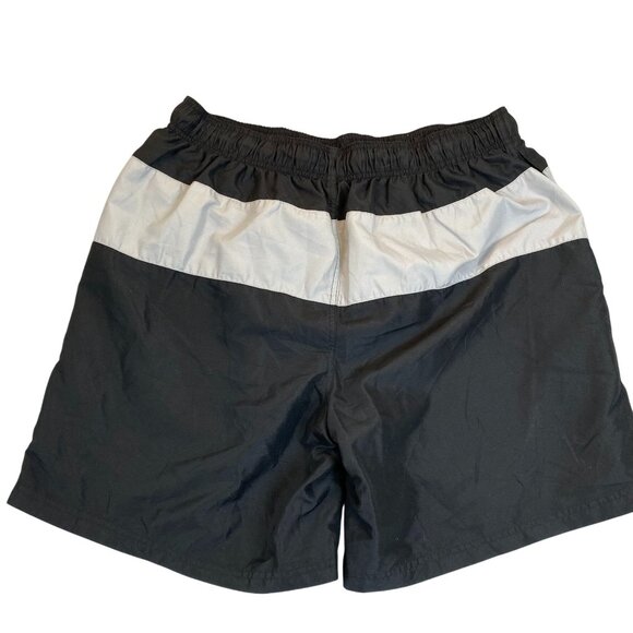 OP Mens Swim Shorts XL Black & Gray Polyester Drawstring Elastic Waist - Picture 2 of 10